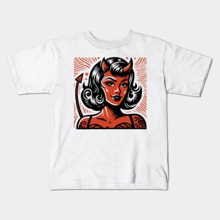 Retro Devil Girl Kids T-Shirt